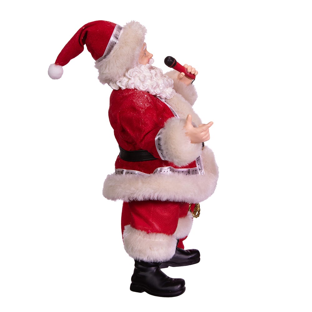 Kurt Adler 10.5-Inch Battery-Operated Fabriche Musical Karaoke Santa